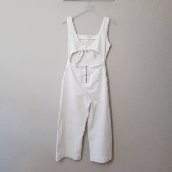 EUC DD77 white denim sleeveless wide leg jumpsuit with statement back, S - Picture 5 of 9